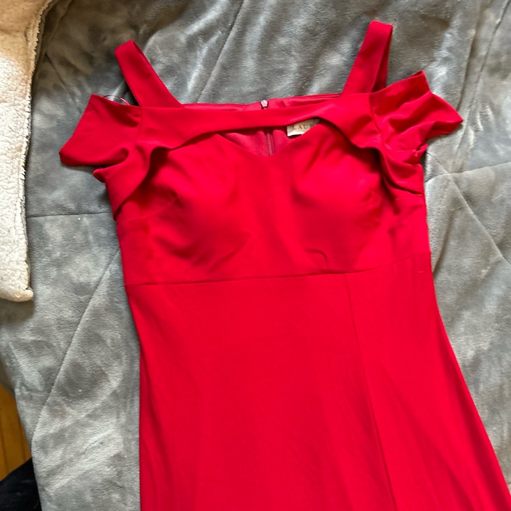Red, Size 10 Melanie Lynn dress. Long with slit, worn once.